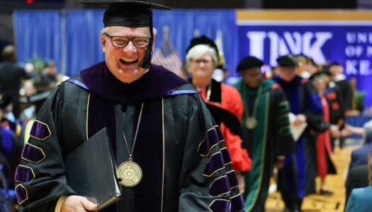 Former UNK Chancellor Doug Kristensen is pictured during the investiture ceremony.