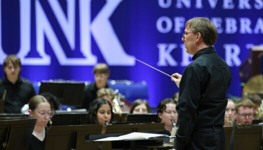 Brian Alber leads the UNK Wind Ensemble.