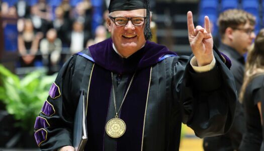 Former UNK Chancellor Doug Kristensen is pictured during the investiture ceremony.