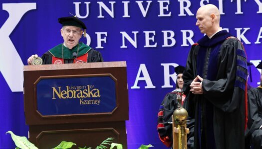 NU System President Jeffrey Gold speaks during the investiture ceremony.