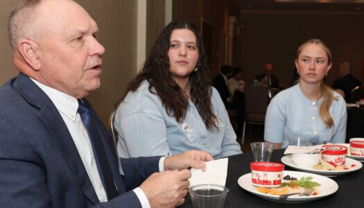 "I Love NU" Day attendees chat during lunch.