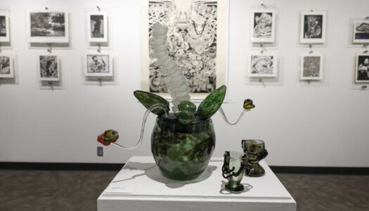 A glass project is displayed at Walker Art Gallery.