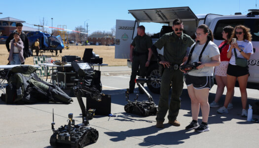 A student operates a NSP bomb robot.