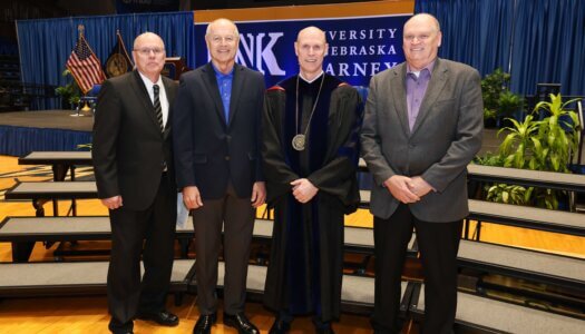 UNK Chancellor Neal Schnoor is pictured with guests.