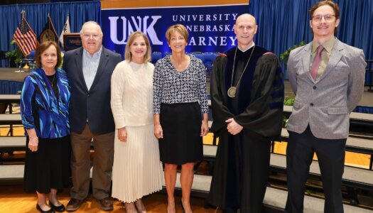 UNK Chancellor Neal Schnoor is pictured with family.