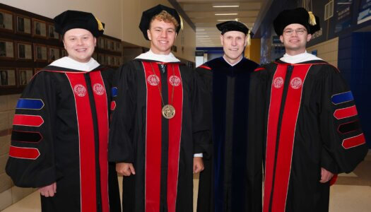 UNK Chancellor Neal Schnoor with student regents from the NU campuses.