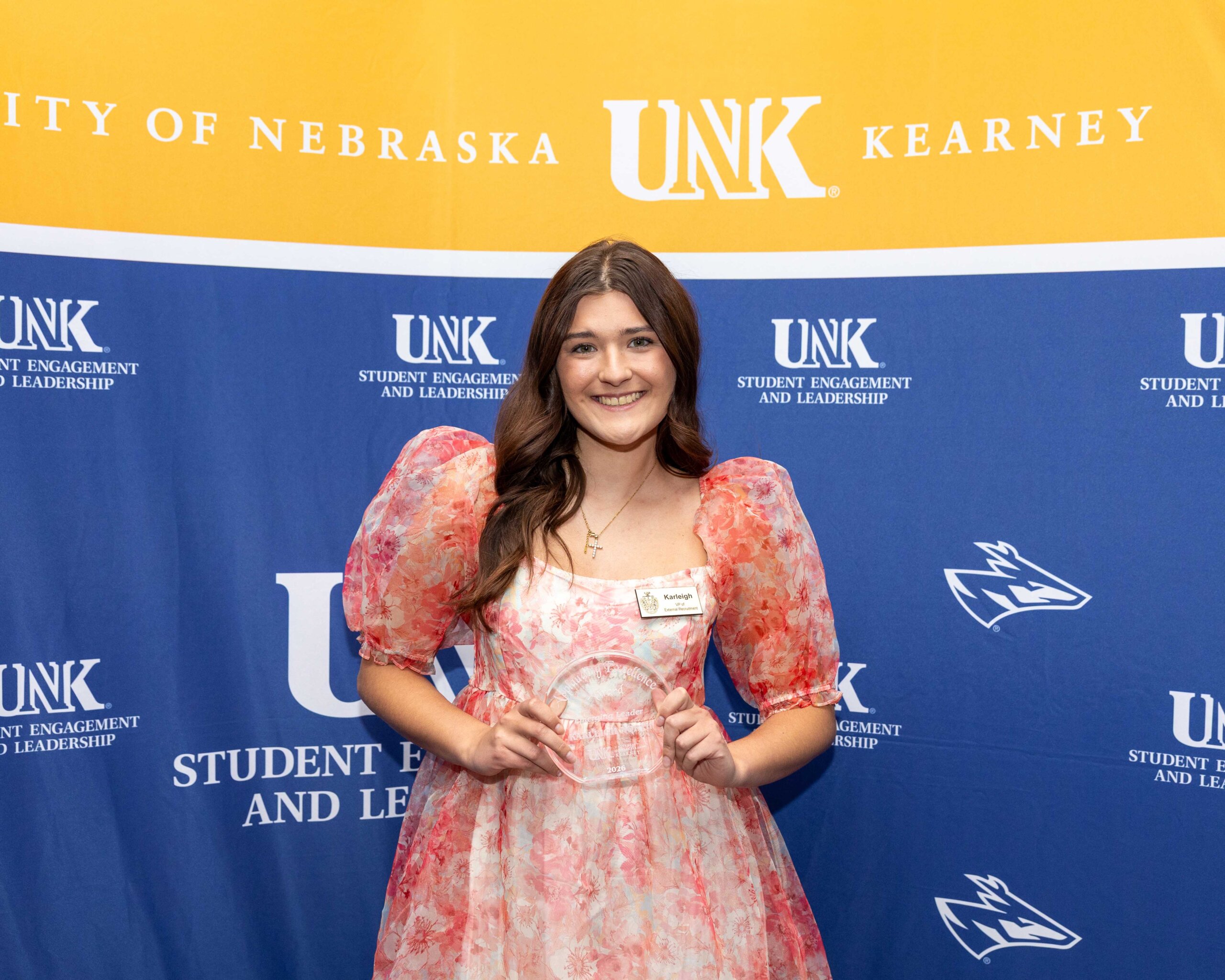 Karleigh North accepts the emerging leader award.