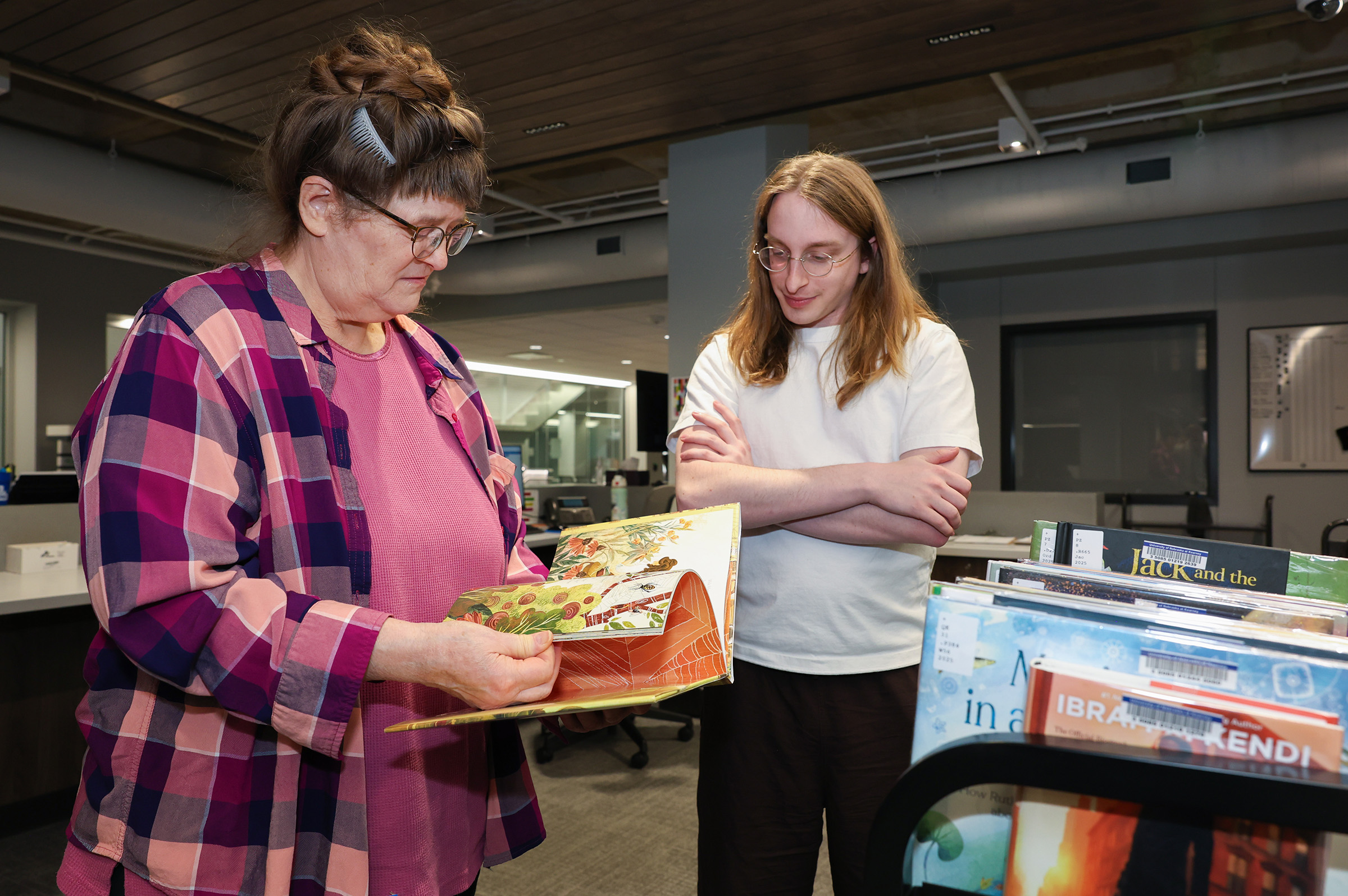 Alta Kramer is pictured inside Calvin T. Ryan Library.