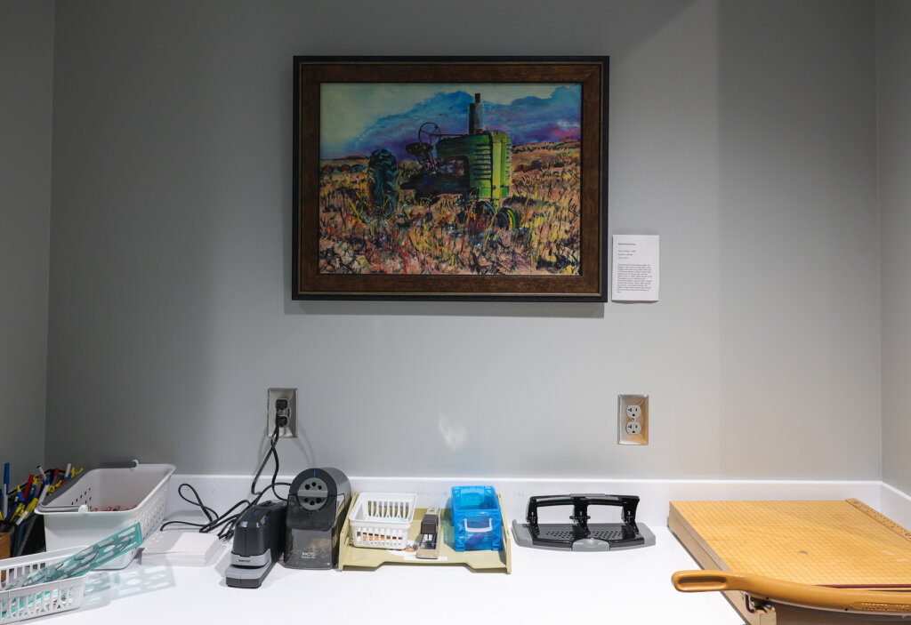 One of Alta Kramer's paintings in Calvin T. Ryan Library.