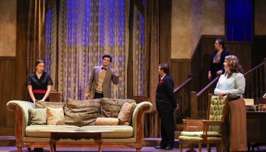 A rehearsal photo for “An Old-Fashioned Family Murder.”