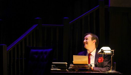 A rehearsal photo for “An Old-Fashioned Family Murder.”
