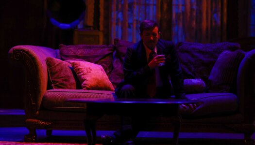 A rehearsal photo for “An Old-Fashioned Family Murder.”