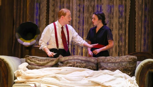 A rehearsal photo for “An Old-Fashioned Family Murder.”