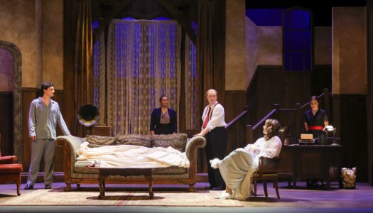 A rehearsal photo for “An Old-Fashioned Family Murder.”