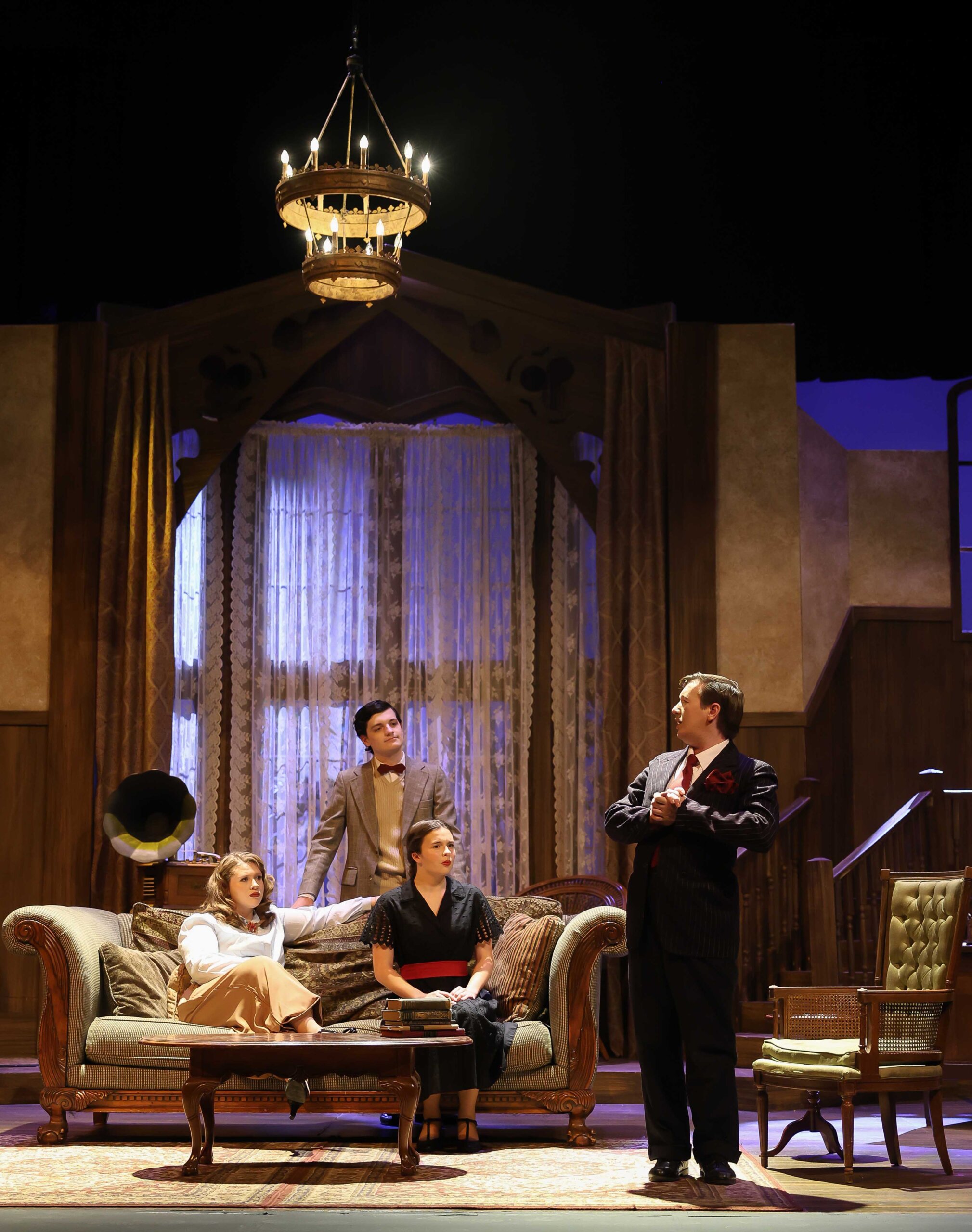 A rehearsal photo for “An Old-Fashioned Family Murder.”