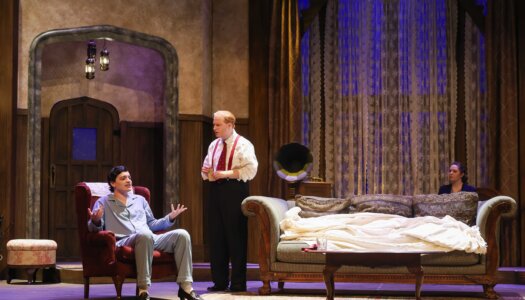 A rehearsal photo for “An Old-Fashioned Family Murder.”