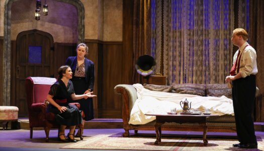 A rehearsal photo for “An Old-Fashioned Family Murder.”