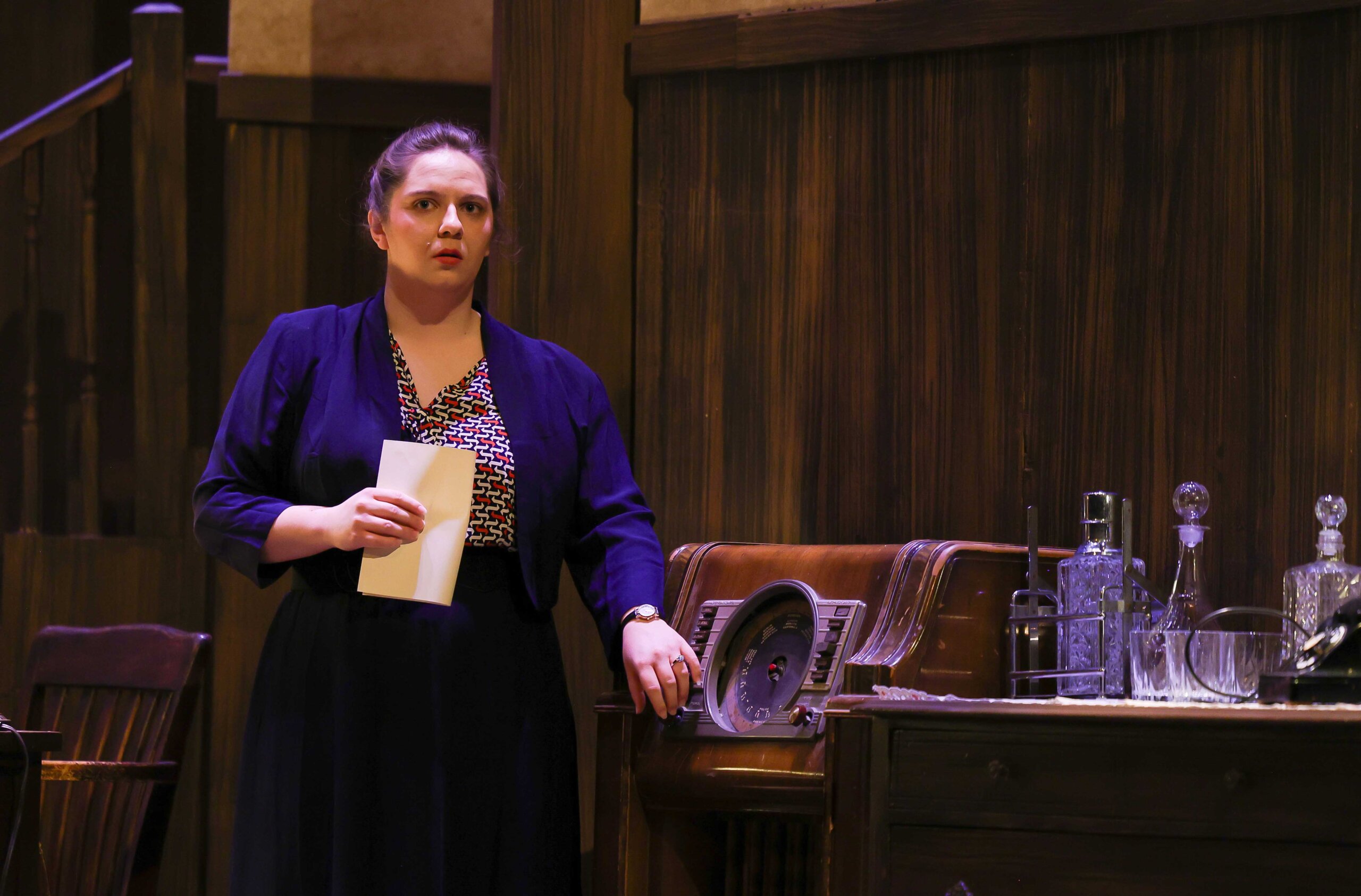 A rehearsal photo for “An Old-Fashioned Family Murder.”