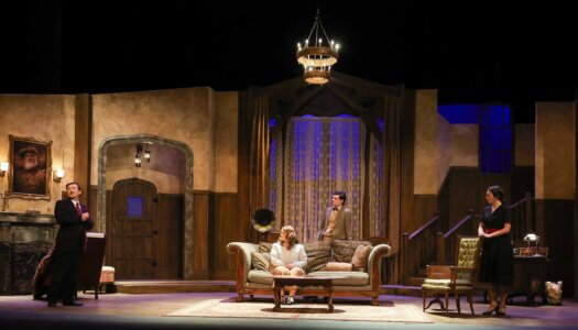 A rehearsal photo for “An Old-Fashioned Family Murder.”