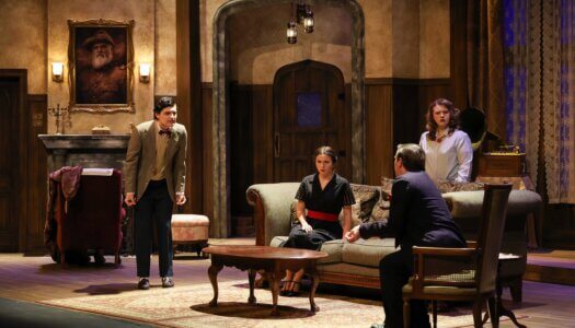 A rehearsal photo for “An Old-Fashioned Family Murder.”