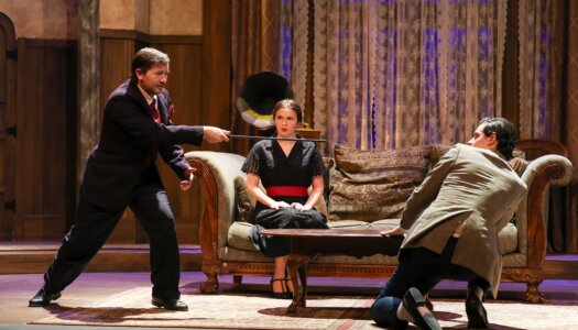 A rehearsal photo for “An Old-Fashioned Family Murder.”