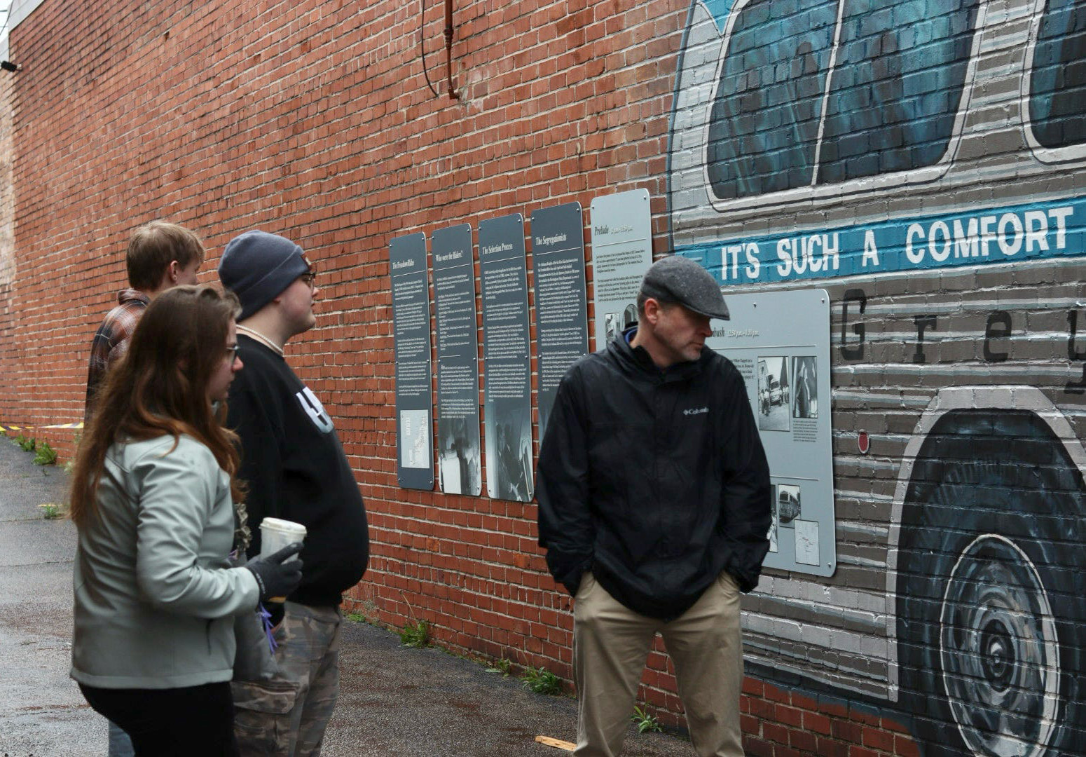 Students visit the Freedom Riders National Monument in Anniston.