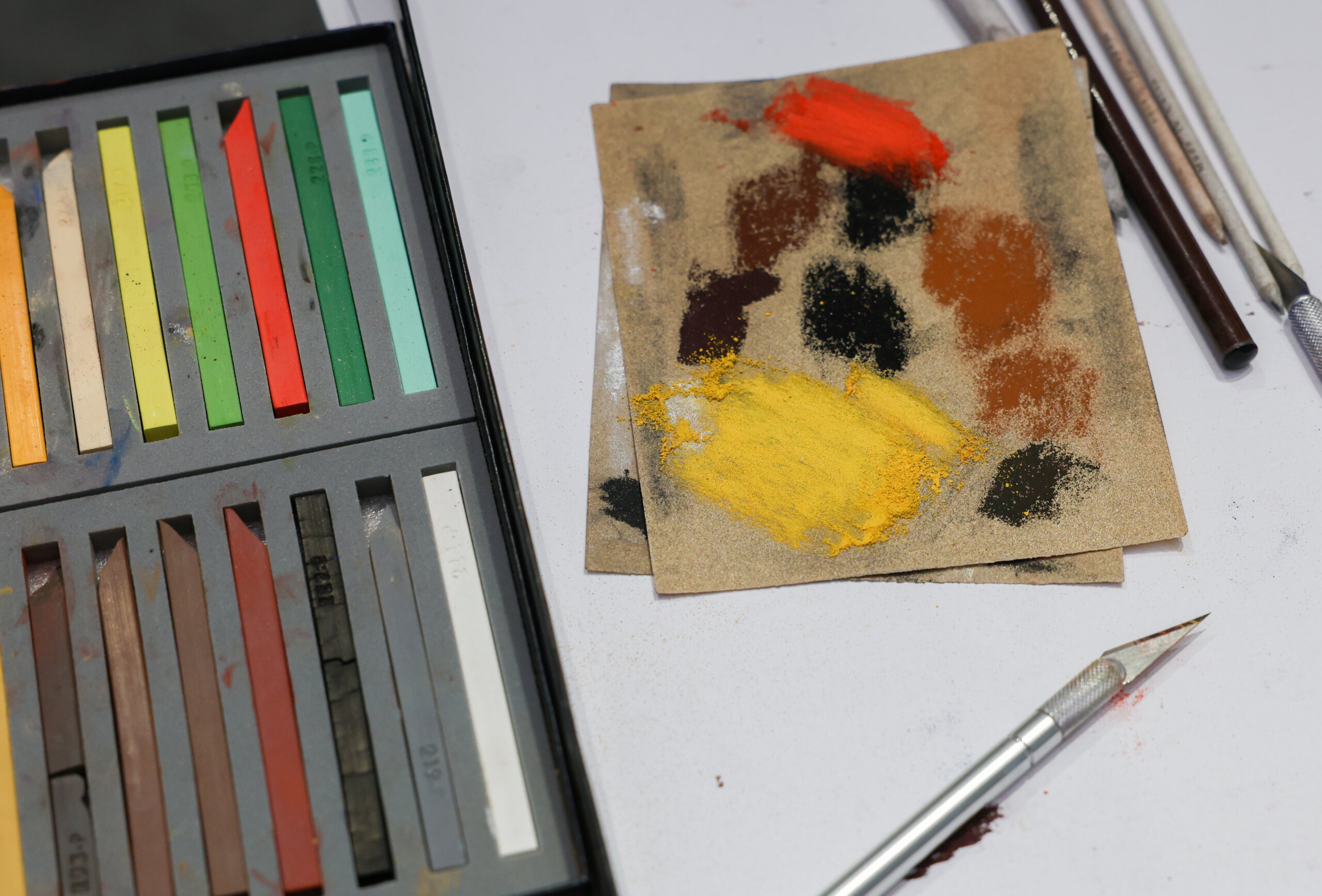 Colorful drawing supplies.