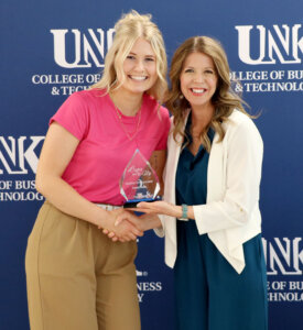 Fallon Wells receives the Student Entrepreneur Award.