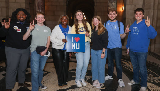 Godiva Kekeh and other UNK students participate in last year’s “I Love NU” Day event at the State Capitol in Lincoln.