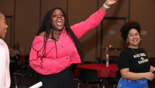 Godiva Kekeh participates in a Black History Month event on campus.