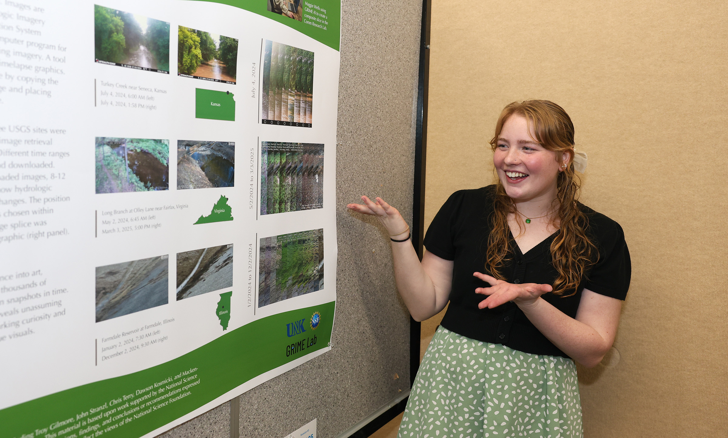 Maggie Wells presents her research during UNK Student Research and Creative Activity Day.