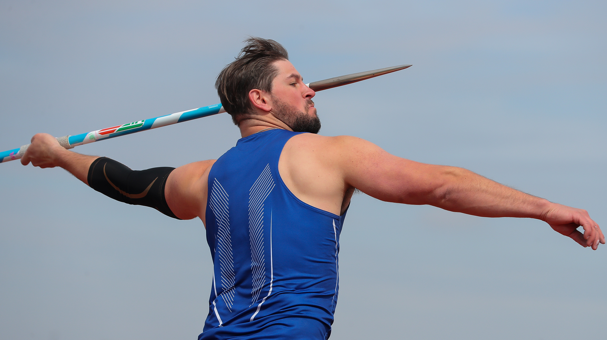 Rylan Basart throws the javelin.