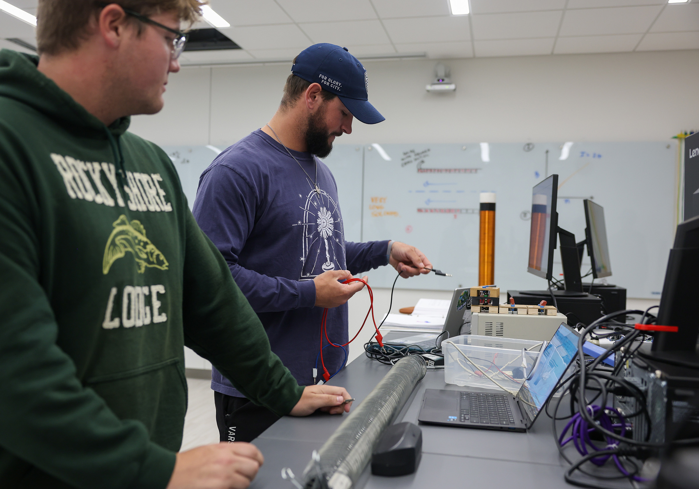 Rylan Basart is pictured in a physics classroom.
