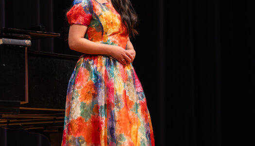 Sayo Kajiyama sings during her senior recital at UNK.