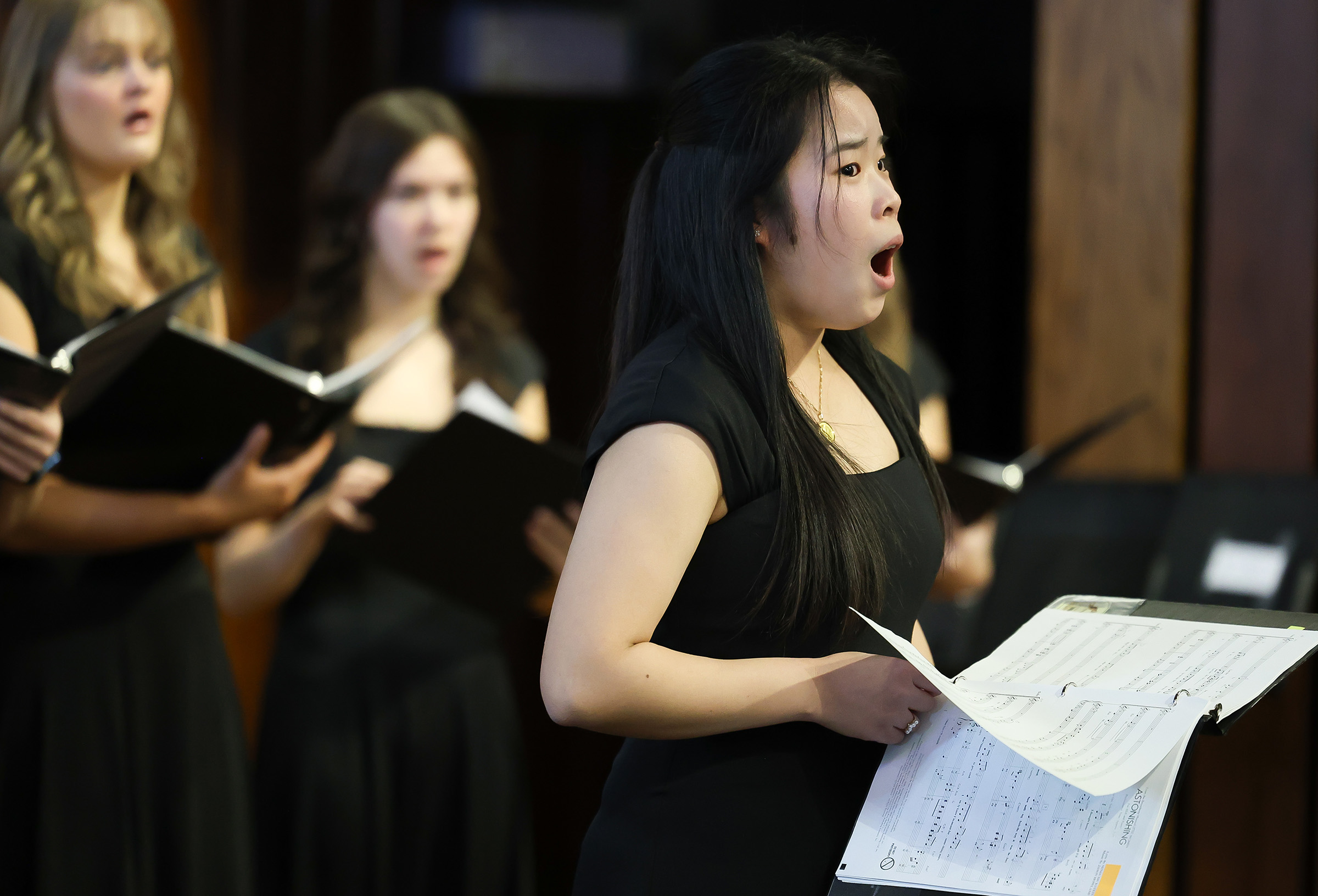 Sayo Kajiyama performs during a UNK choir concert.