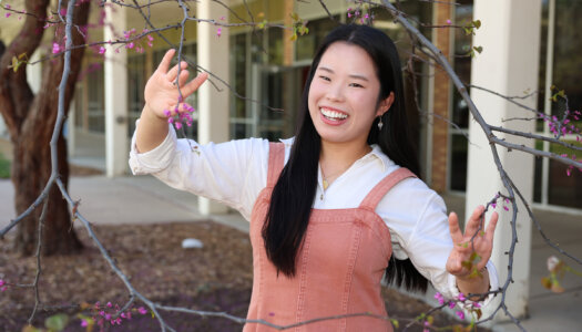 Sayo Kajiyama poses for a photo on the UNK campus.