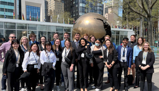 Sayo Kajiyama and other UNK students are pictured during their trip to New York City for the National Model United Nations conference.