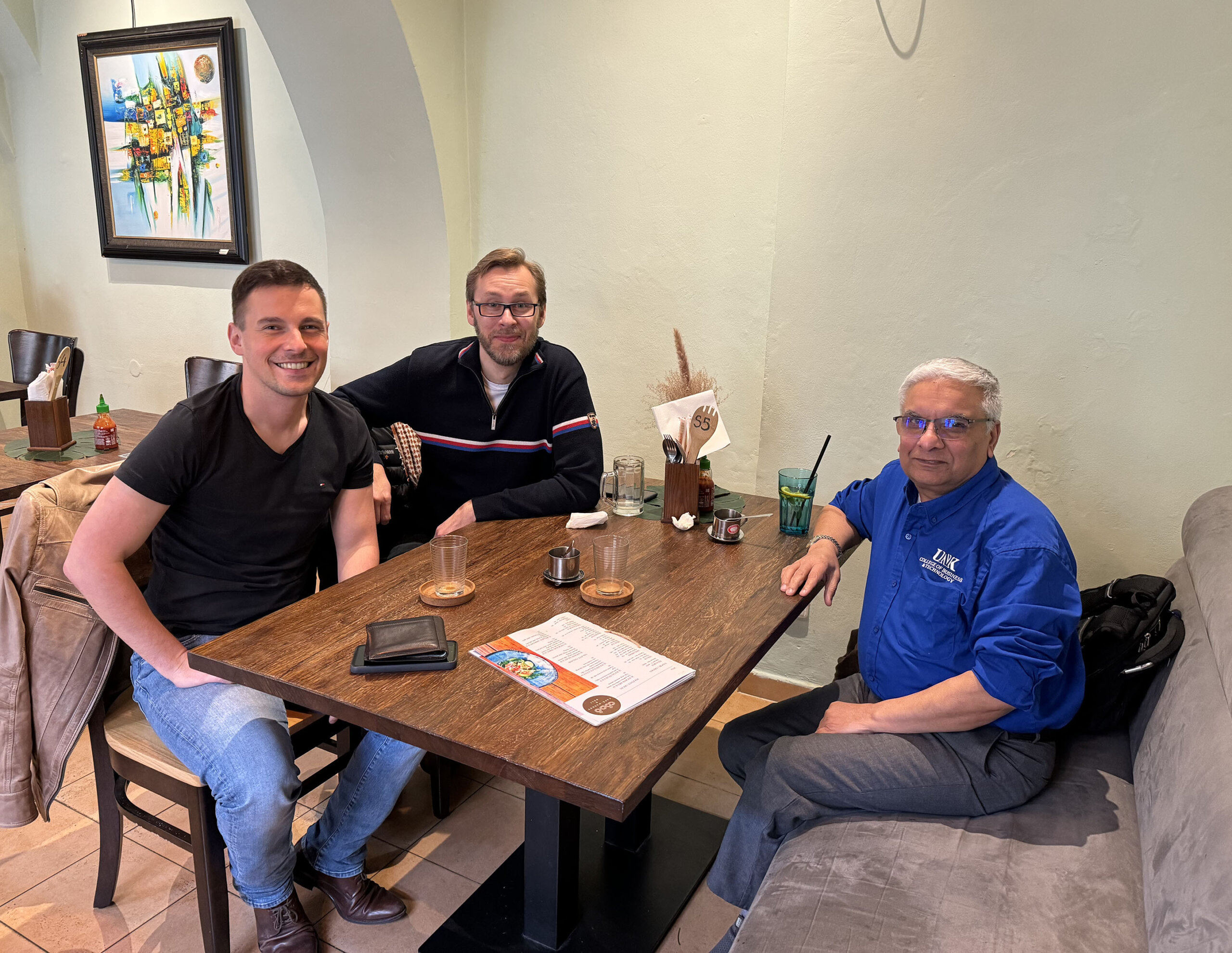 Sri Seshadri is pictured with colleagues in the Czech Republic.