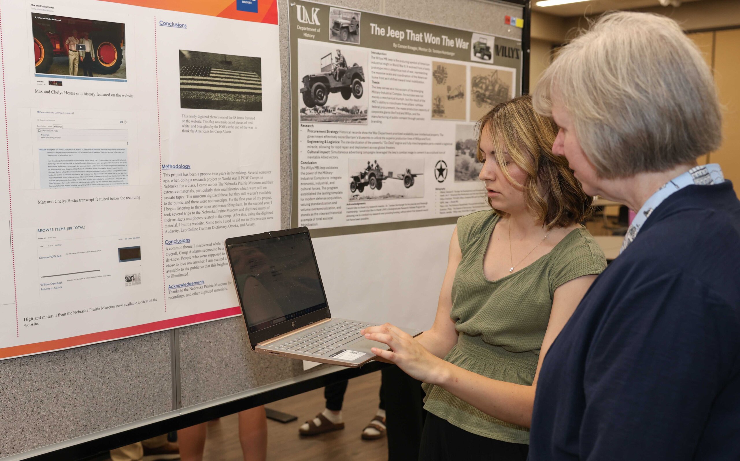 Grace Schaefer presents her research on World War II POW camps in Nebraska.