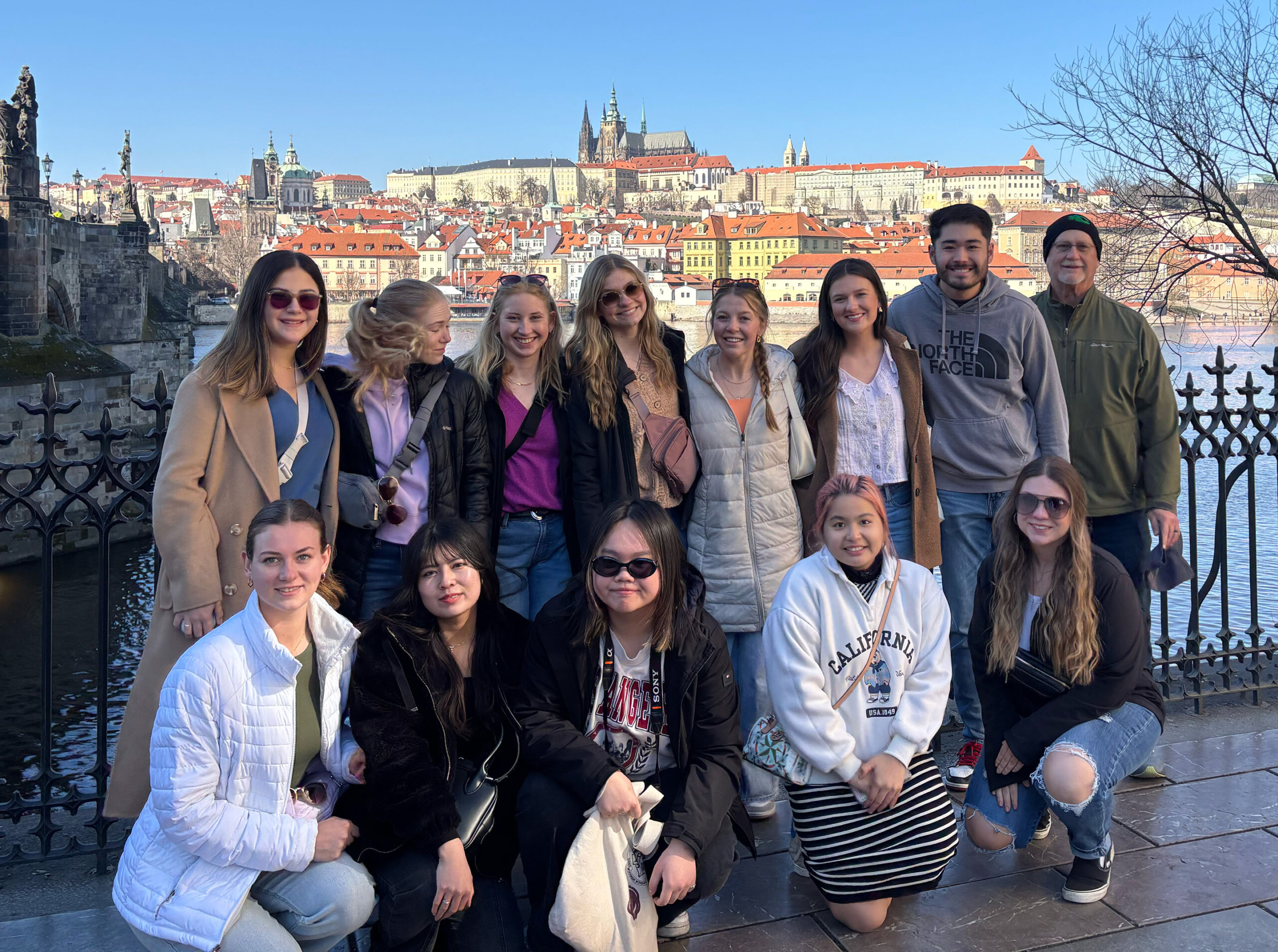 UNK marketing professor Tim Burkink is pictured in Prague with students participating in his annual study abroad course.