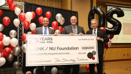 Tim Burkink is pictured in 2014 during a ceremony celebrating Intellicom's partnership with UNK.