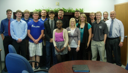 Tim Burkink is pictured with the College of Business and Technology Student Advisory Board in spring 2012.