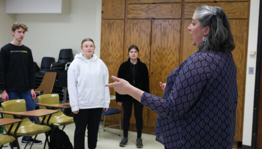 Professor of Music Sharon Campbell leads a vocal lesson (Photo by Erika Pritchard, UNK Communications).