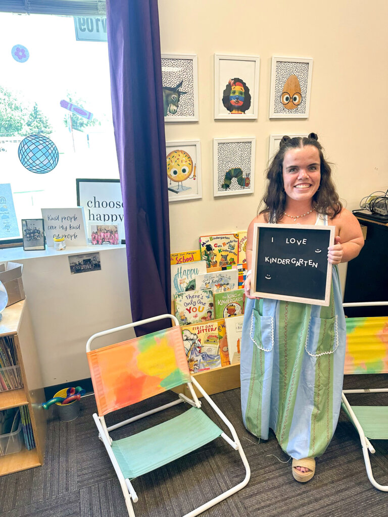 Emme Brown is pictured in her kindergarten classroom.
