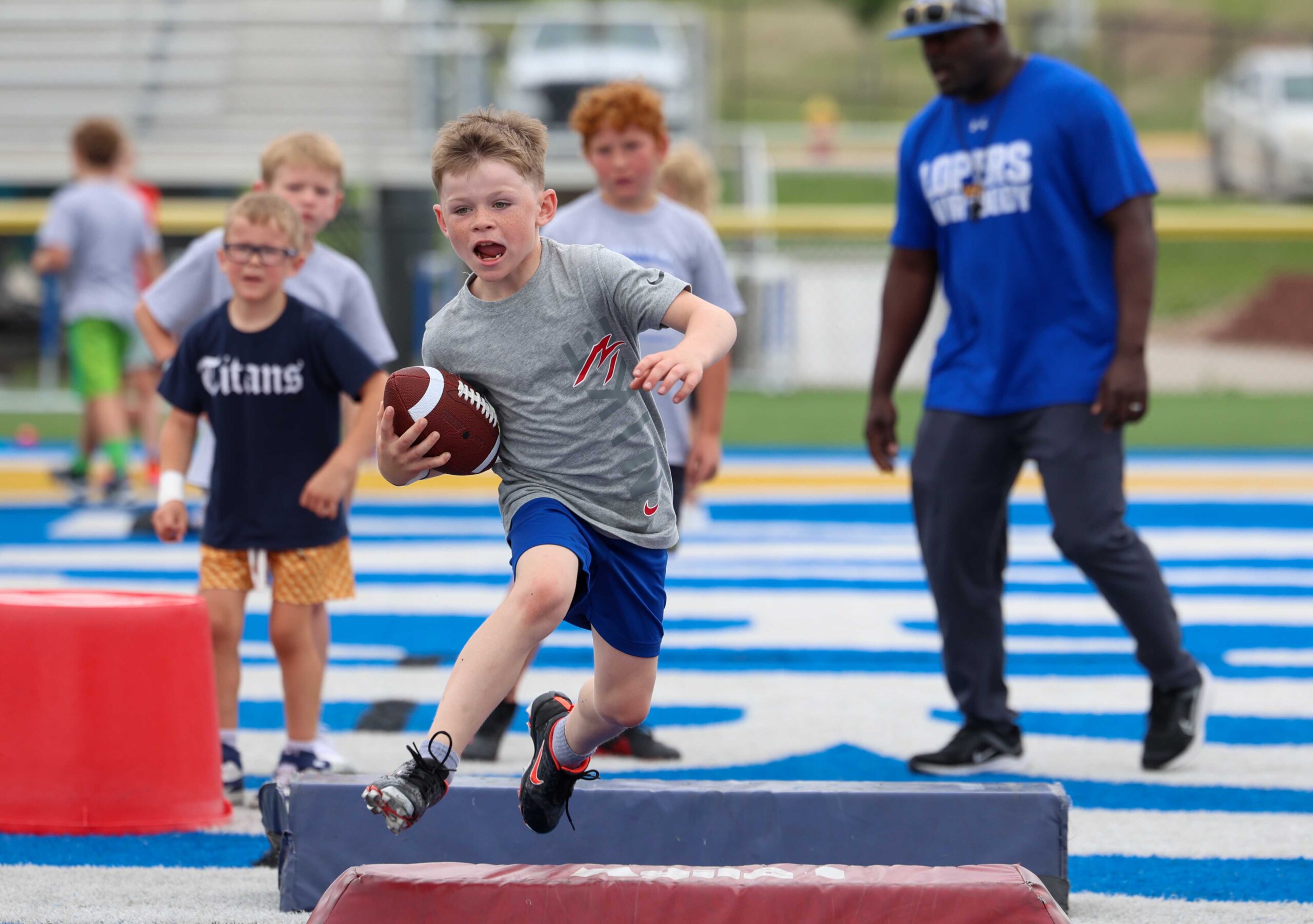 The Little Lopers youth football camp at Cope Stadium.