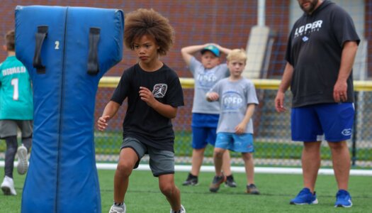 The Little Lopers youth football camp at Cope Stadium.