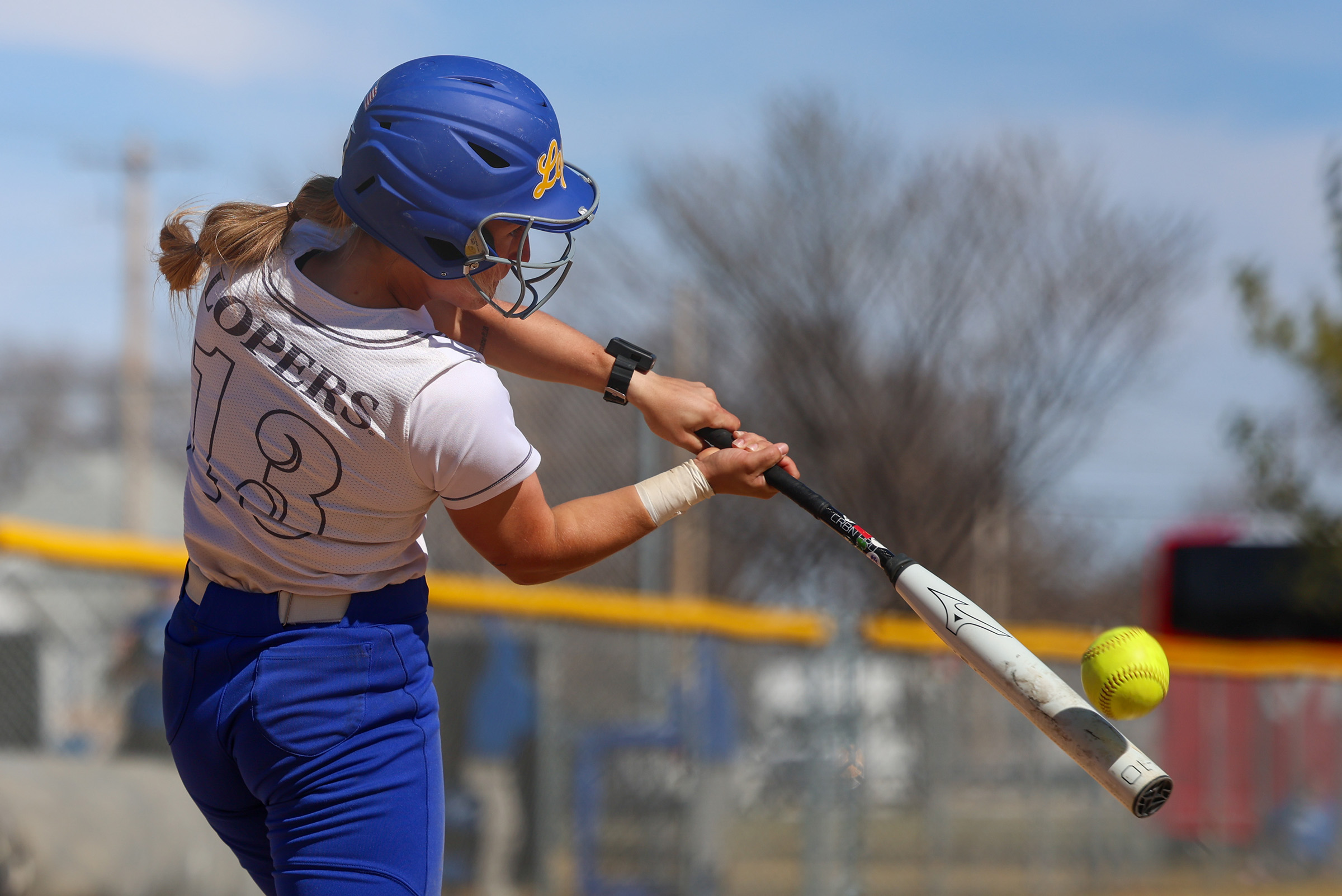 Mary Chvatal connects for a hit.