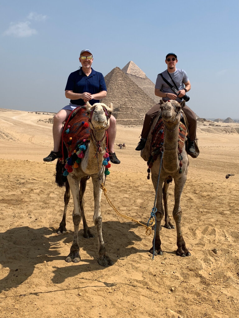 Matt Mims and his son Griffin are pictured in Egypt.