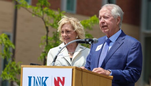 Brian Hamilton speaks during the Douglas A. Kristensen Rural Health Education Complex grand opening celebration.