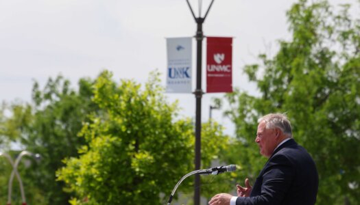 Doug Kristensen speaks during Thursday's celebration.